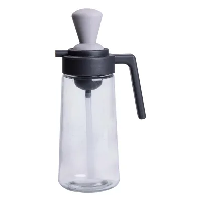 Бутылка для масла стеклянная 2 в 1 с пробкой и силиконовой кисточкой 550 мл, серый