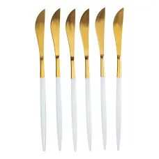 Набор столовых ножей из нержавеющей стали 6 штук, белый