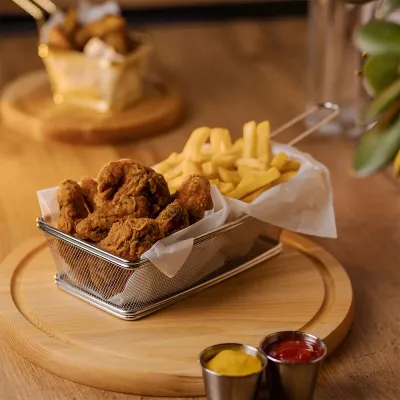 Кошик сервірувальний для фрі та снеків 21*11,5*5,5 см, хром