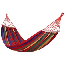 Гамак подвесной тканевый с перекладиной, красный