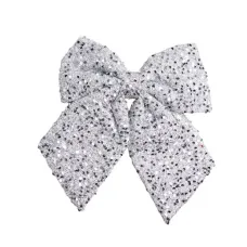 Бант новогодний с пайетками 35*45 см, серебристый