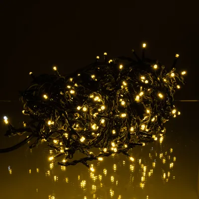 Гирлянда Бахрома уличная 335 LED 20 м от сети черная нить, желтый