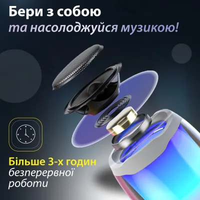 Портативна колонка Pulse 4 mini BT/TF/FM/TWS/AUX/USB з підсвіткою 5 Вт, чорний