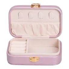 Шкатулка-органайзер для украшений из экокожи с накидным замком 12х7,5х4 см, розовый