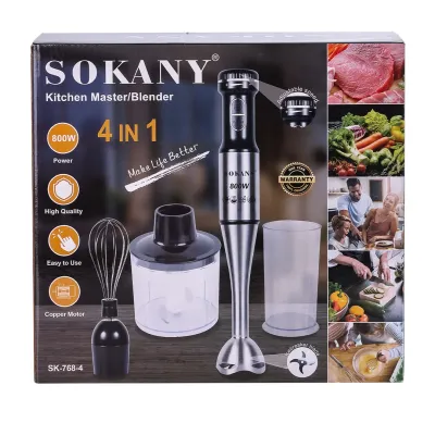 Блендер погружной ручной SOKANY SM-768-4 с чашей на 600 мл и 4 насадками Блендер погружной ручной SOKANY SM-768-4 с чашей на 600 мл и 4 насадками