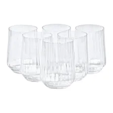 Набор стаканов для напитков фигурных ребристых 450 мл 6 штук, прозрачный