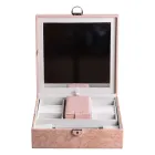 Шкатулка-органайзер для украшений из экокожи с замком 25х25х8,5 см, розовый