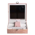 Шкатулка-органайзер для украшений из экокожи с замком 25х25х8,5 см, розовый