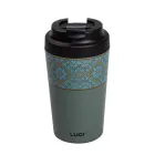 Термочашка Вишиванка 380 мл з кришкою на защіпці, сіро-зелений