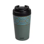 Термочашка Вишиванка 380 мл з кришкою на защіпці, сіро-зелений