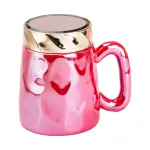 Чашка порцелянова 450 мл у дзеркальній глазурі з кришкою, червоний