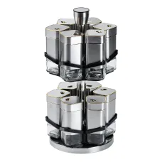 Набор баночек для специй 12 штук по 120 мл, хром с золотом