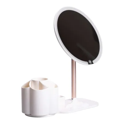 Косметичне дзеркало з LED-підсвіткою та органайзером 21 см, білий