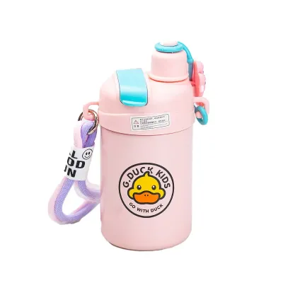 Термос детский G. Duck 460 мл с трубочкой и винтовой крышкой, розовый