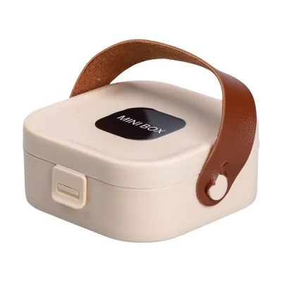 Міні-скринька для прикрас Mini Box з дзеркалом 9х9х3,8 см пластикова, бежевий