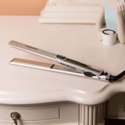 Утюжок для волосся Gemei GM-416 з РК-дисплеєм, срібло