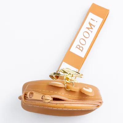 Кошелек-брелок Лабубу силиконовый на молнии 7,5*7*2,5 см, бежевый