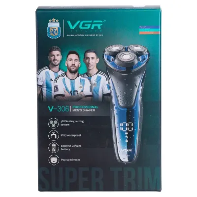 Электробритва аккумуляторная VGR V-306 для сухого и влажного бритья, синий
