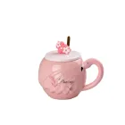 Чашка фарфоровая 500 мл Фламинго с крышкой и ложкой, Happy day
