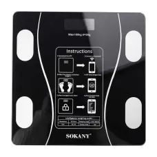 Фитнес-весы с поддержкой Bluetooth из закаленного стекла, черный