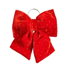 Бант новогодний со стразами бархатный 25*35 см, красный