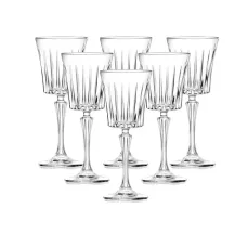 Набор бокалов на высокой ножке из толстого стекла 6 штук 250 мл, прозрачный