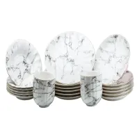 Столовий сервіз на 6 персон порцеляновий Marble, білий