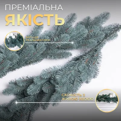 Гирлянда искусственная литая Хвоя 2 метра голубая Гирлянда искусственная литая Хвоя 2 метра голубая