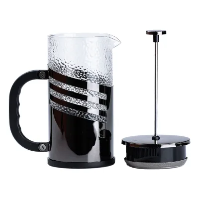 Френч-пресс чайник стеклянный Haus Roland 1 литр с фильтром фактурный, черный Френч-пресс чайник стеклянный Haus Roland 1 литр с фильтром фактурный, черный