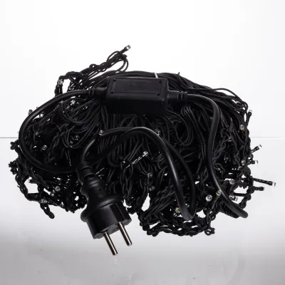Гирлянда Бахрома уличная 335 LED 20 м от сети черная нить, желтый