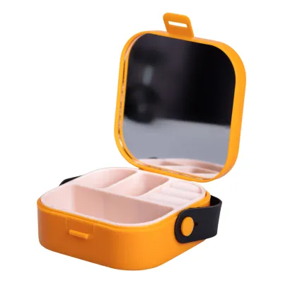 Міні-скринька для прикрас Mini Box з дзеркалом 9х9х3,8 см пластикова, помаранчевий