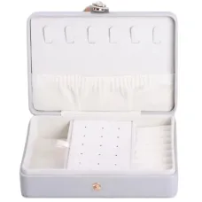 Скринька-органайзер для прикрас із екошкіри на кнопці 16х11х4,7 см, сірий