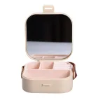 Мини-шкатулка для украшений Mini Box с зеркалом 9х9х3,8 см пластиковая, бежевый
