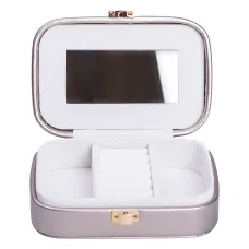 Шкатулка-органайзер для украшений из экокожи с накидным замком 15х10х5 см, серебряный