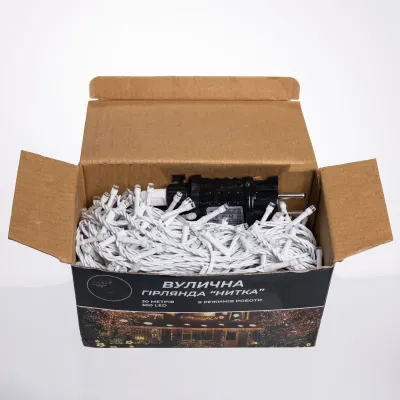 Гирлянда Нить уличная 300 LED 30 м от сети белая нить, синий