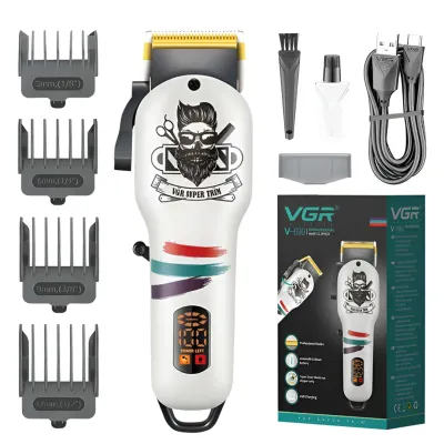 Машинка для стрижки аккумуляторная V-699W профессиональная с LED-дисплеем, белый Машинка для стрижки аккумуляторная V-699W профессиональная с LED-дисплеем, белый