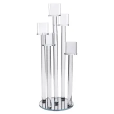 Подсвечник стеклянный на 5 свечей с круглым основанием 56.5 см