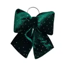 Бант новогодний со стразами бархатный 25*35 см, зеленый