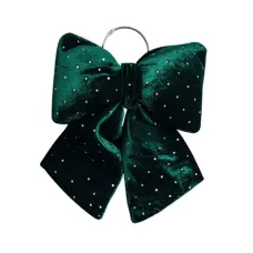 Бант новогодний со стразами бархатный 25*35 см, зеленый