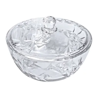 Салатница стеклянная с крышкой 24 см под хрусталь