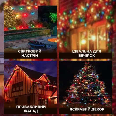 Ретро-гирлянда уличная 10 LED длина 5 метров, мультиколор