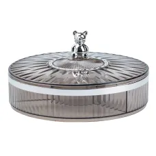 Конфетница пластиковая на 4 отделения диаметр 26 см, smoke gray