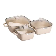 Набор кастрюль MGC алюминиевых 3/4,7/7,3 л с керамическим покрытием, бежевый