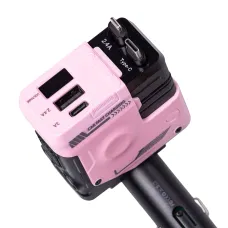 Автомобильное зарядное устройство 4 в 1 с выдвижным кабелем, розовый