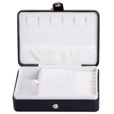 Скринька-органайзер для прикрас із екошкіри на кнопці 16х11х4,7 см, чорний