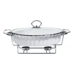 Мармітниця порцелянова овальна 1.5 л зі скляною кришкою, хром