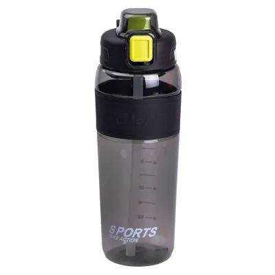 Бутылка для воды Sports 800 мл с трубочкой, черный