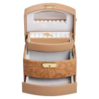 Кейс-шкатулка для украшений с замком 15,5х11,5х11,5 см из экокожи, коричневый