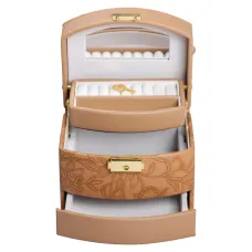 Кейс-шкатулка для украшений с замком 15,5х11,5х11,5 см из экокожи, коричневый