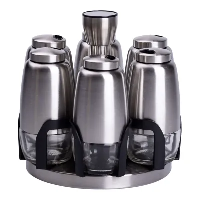 Набір для спецій на поворотній підставці 6 штук по 120 мл, хром